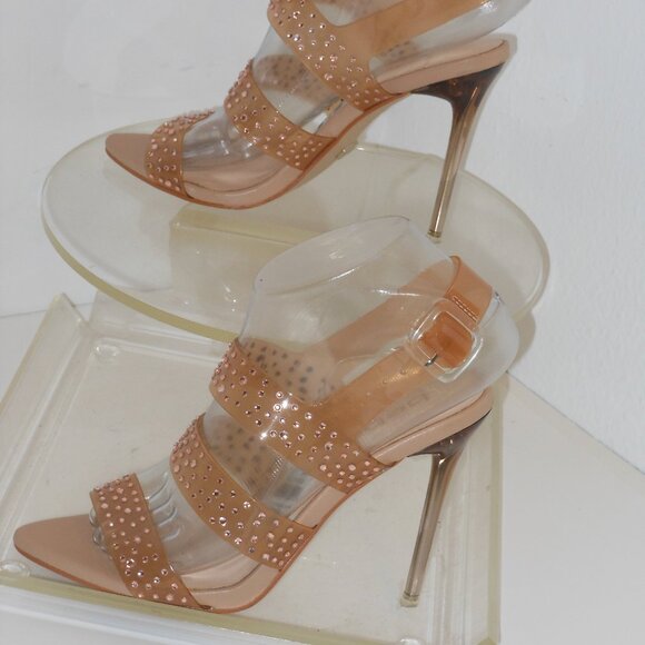 BEBE RHINESTONE CLASSIC STRAPPY SHOES SIZE 6 MEDIUM - Picture 3 of 8